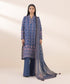 Unstitched Women's Printed Lawn Blue 3 Piece Suit